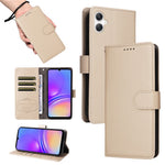 Til Samsung Galaxy A08 5G / A08 4G / A07 4G / A06 4G / A06 5G etui RFID-blokerende 3 kortlommer PU-læder telefoncover med håndledsrem