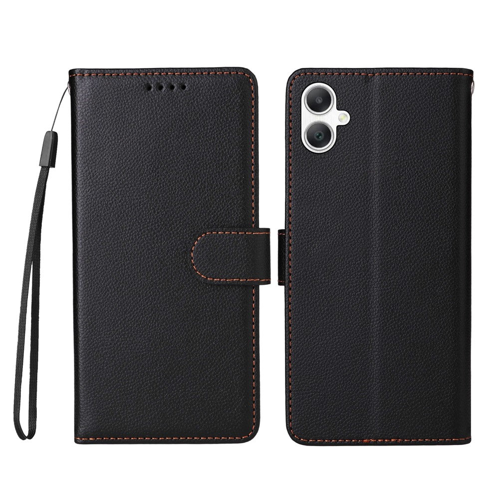 Til Samsung Galaxy A08 5G / A08 4G / A07 4G / A06 4G / A06 5G etui RFID-blokerende 3 kortlommer PU-læder telefoncover med håndledsrem