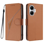 For Xiaomi Poco F7 5G / Redmi Turbo 4 Pro 5G Case Triangle Imprint Leather Phone Cover with Lanyard