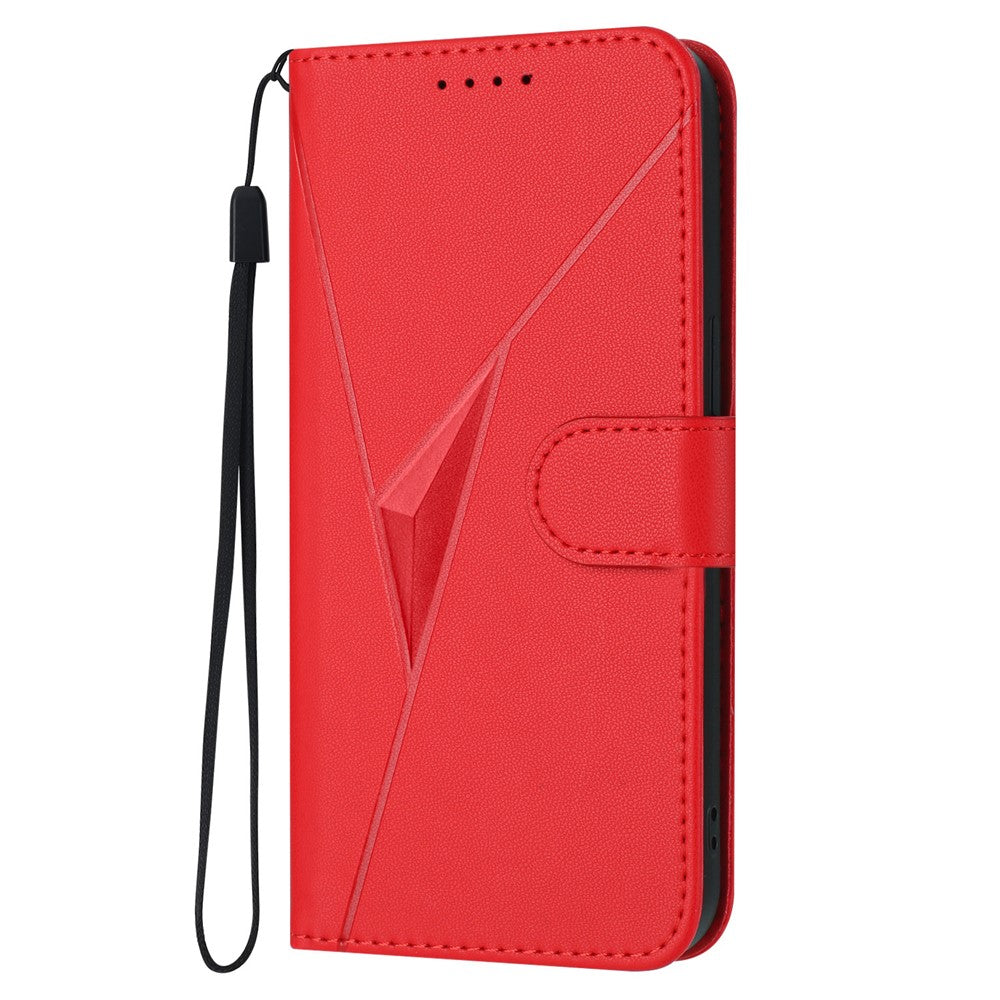 For Honor 400 Pro 5G (Global) Case Triangle Imprint Leather Phone Cover with Lanyard