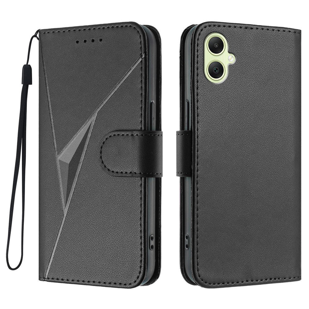 Til Samsung Galaxy A08 5G / A08 4G / A07 4G / A06 4G / A06 5G Etui Trekant Aftryk Læder Telefoncover med Snor