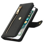 Stand Case for iPhone SE (2022) / (2020) / 8 / 7 PU Leather Phone Cover with Straps / Zipper Wallet / Multiple Card Slots