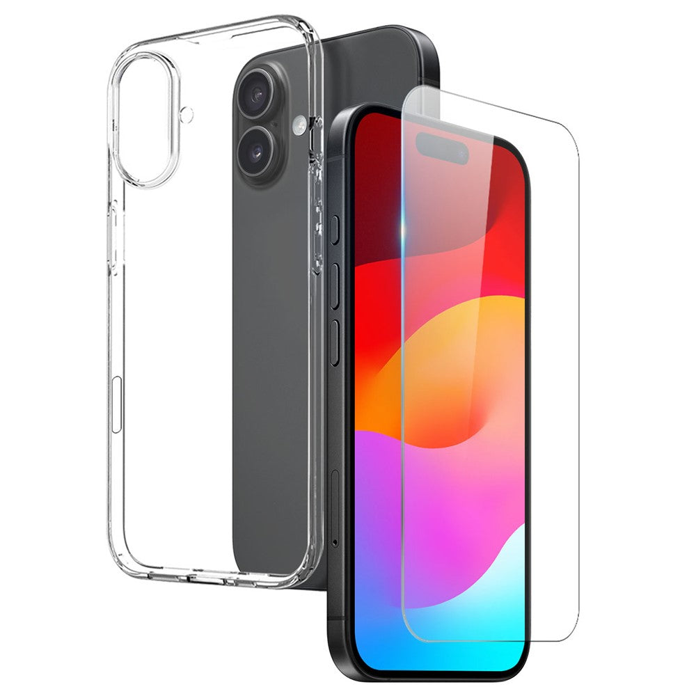 NORTHJO til iPhone 17 Etui Blødt TPU Gennemsigtigt Telefoncover med Skærmbeskytter i Hærdet Glas