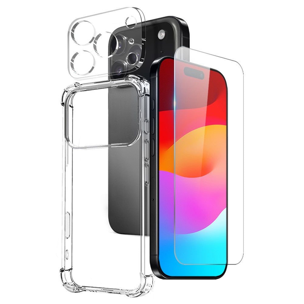NORTHJO til iPhone 17 Pro Max Cover Stødsikkert TPU Gennemsigtigt Telefoncover med Hærdet Glas og Kamerabeskytter