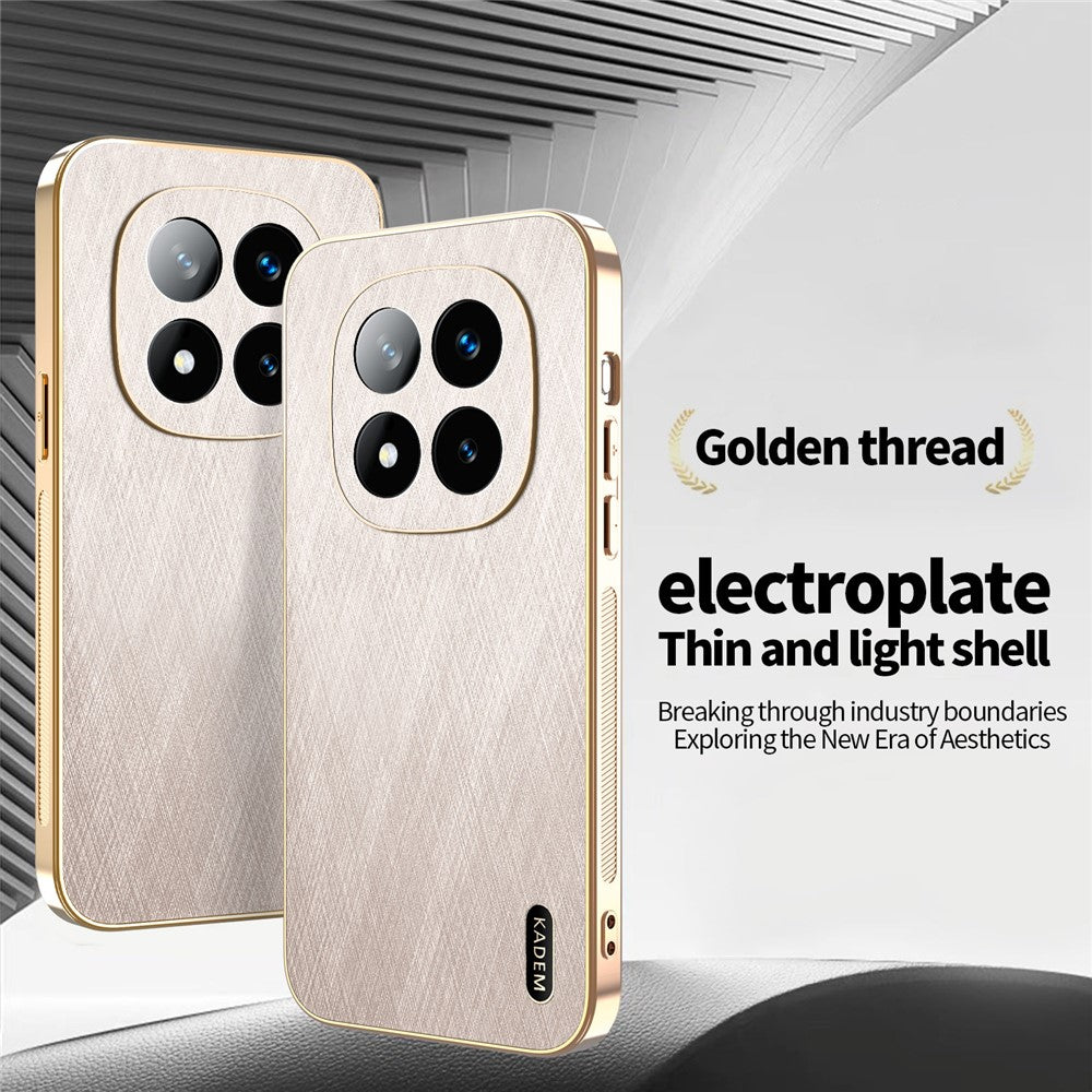 KADEM For Xiaomi Redmi Note 14 Pro+ 5G Case Electroplating Silk Texture PU + TPU Phone Back Cover