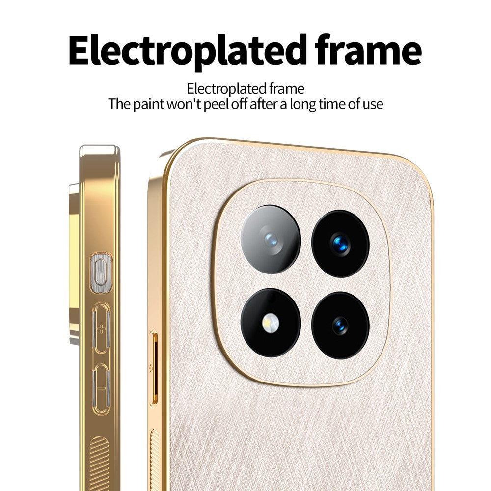 KADEM For Xiaomi Redmi Note 14 Pro+ 5G Case Electroplating Silk Texture PU + TPU Phone Back Cover