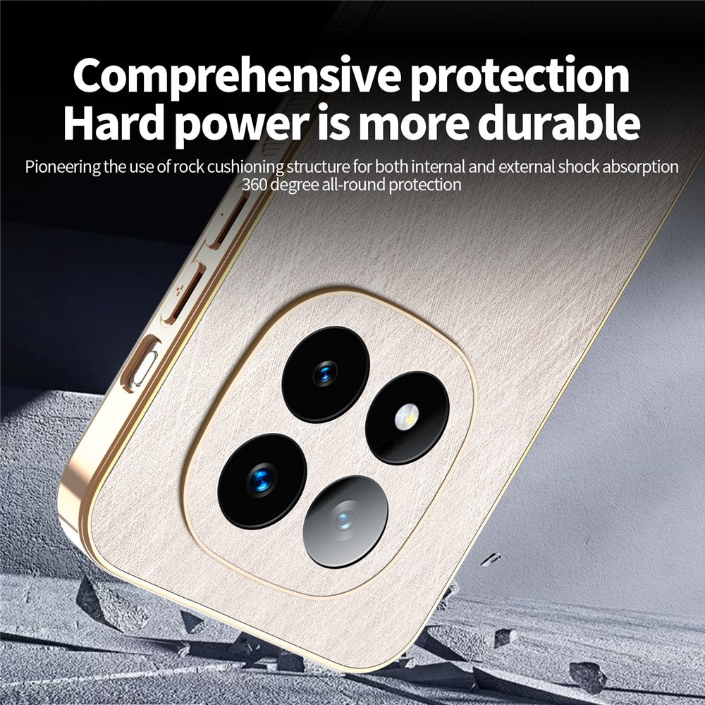 KADEM For Xiaomi Redmi Note 14 Pro+ 5G Case Electroplating Silk Texture PU + TPU Phone Back Cover