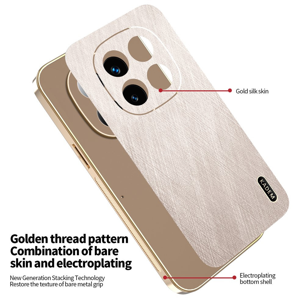 KADEM For Xiaomi Redmi Note 14 Pro+ 5G Case Electroplating Silk Texture PU + TPU Phone Back Cover