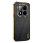 KADEM For Xiaomi Redmi Note 14 Pro+ 5G Case Electroplating Silk Texture PU + TPU Phone Back Cover