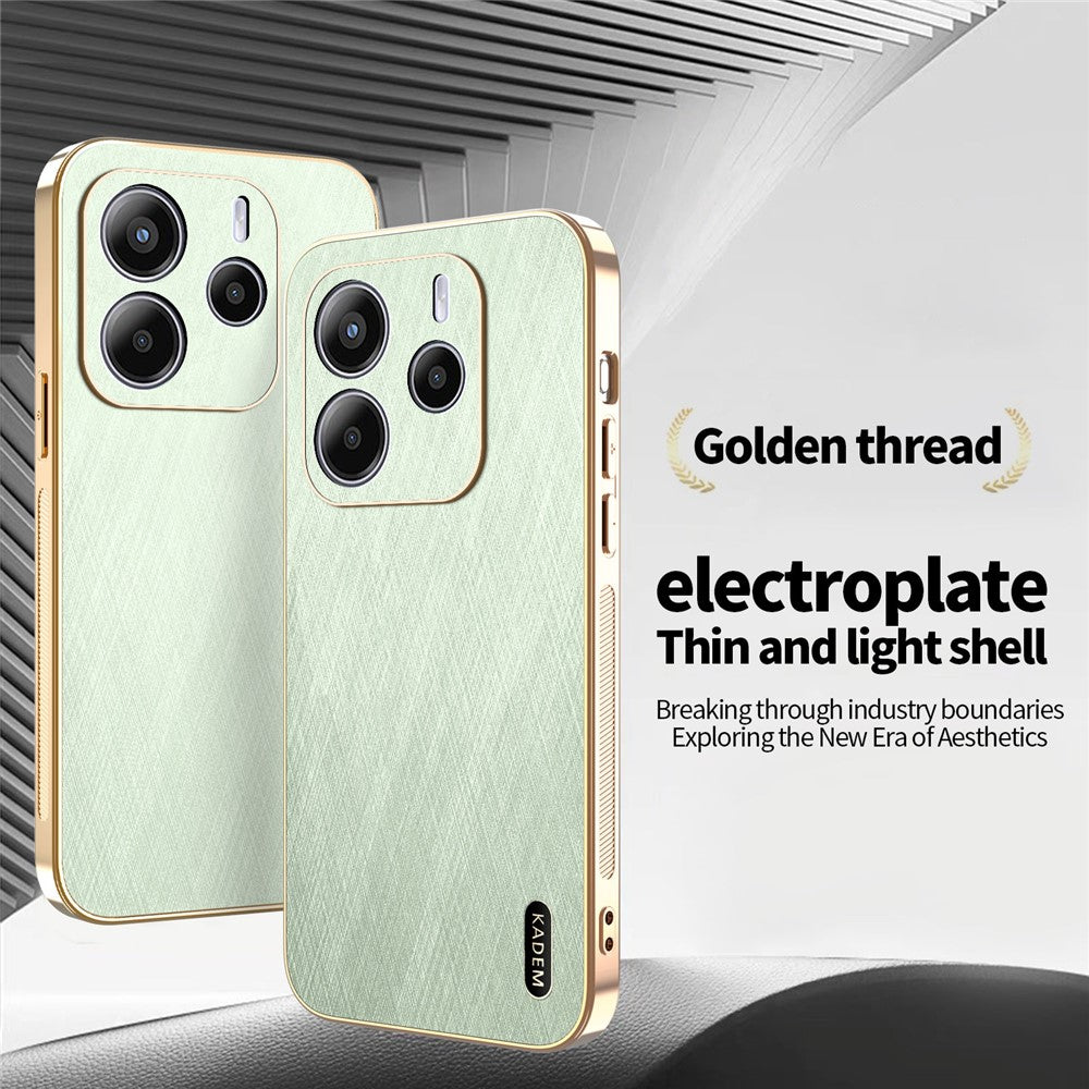 KADEM For Xiaomi Redmi Note 14 5G Case Electroplating Silk Texture PU + TPU Phone Back Cover