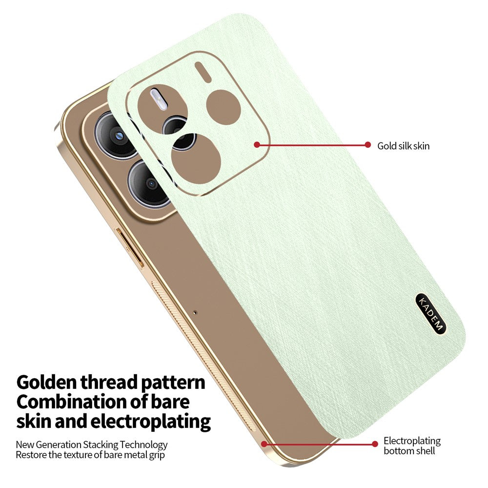KADEM For Xiaomi Redmi Note 14 5G Case Electroplating Silk Texture PU + TPU Phone Back Cover