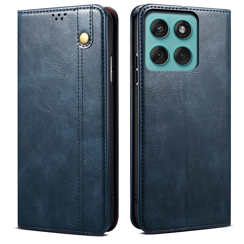 Til Motorola Moto G56 5G Etui Crazy Horse Texture Vokslæder Pung Stativ Telefoncover