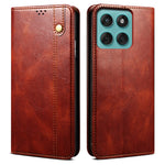 Til Motorola Moto G56 5G Etui Crazy Horse Texture Vokslæder Pung Stativ Telefoncover