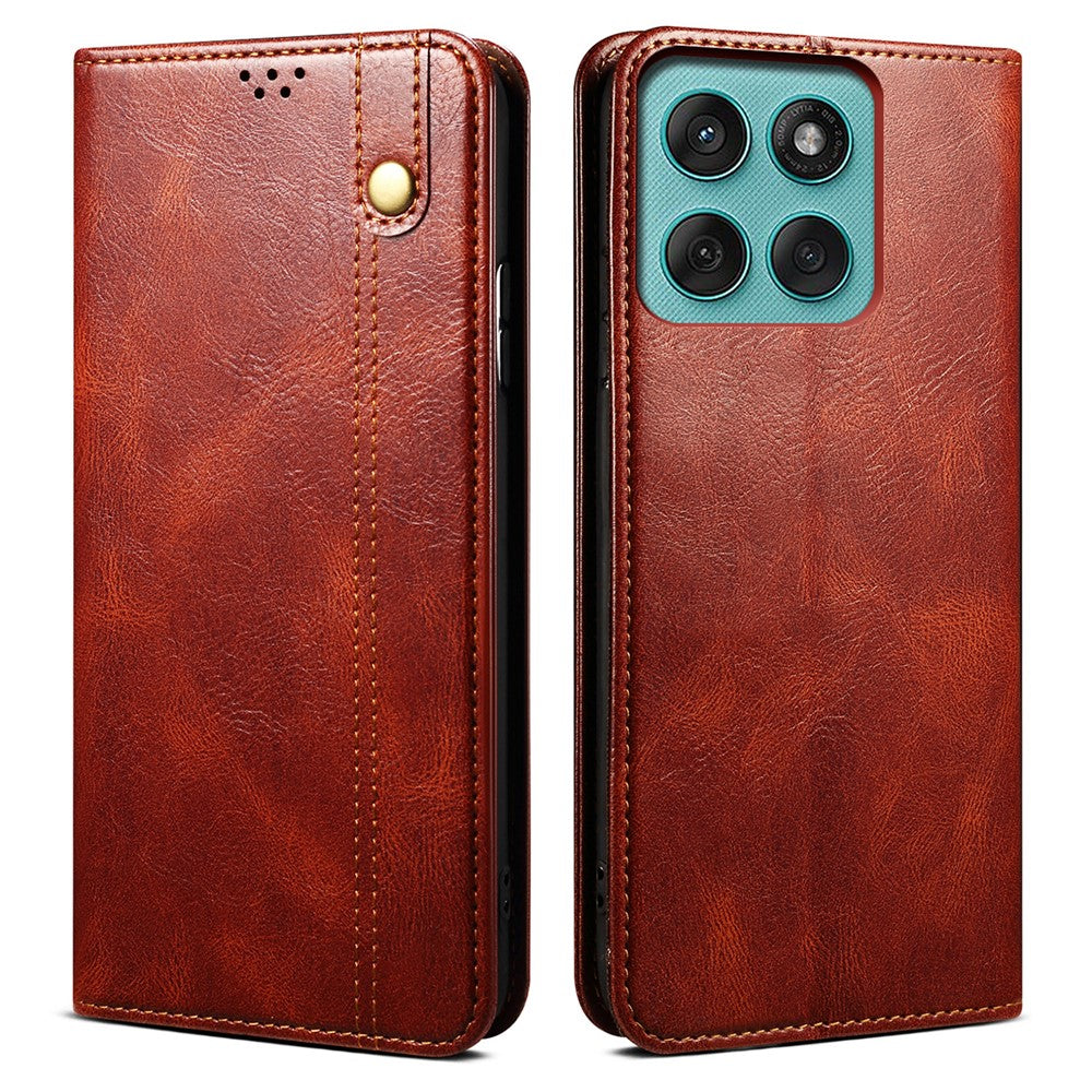 Til Motorola Moto G56 5G Etui Crazy Horse Texture Vokslæder Pung Stativ Telefoncover