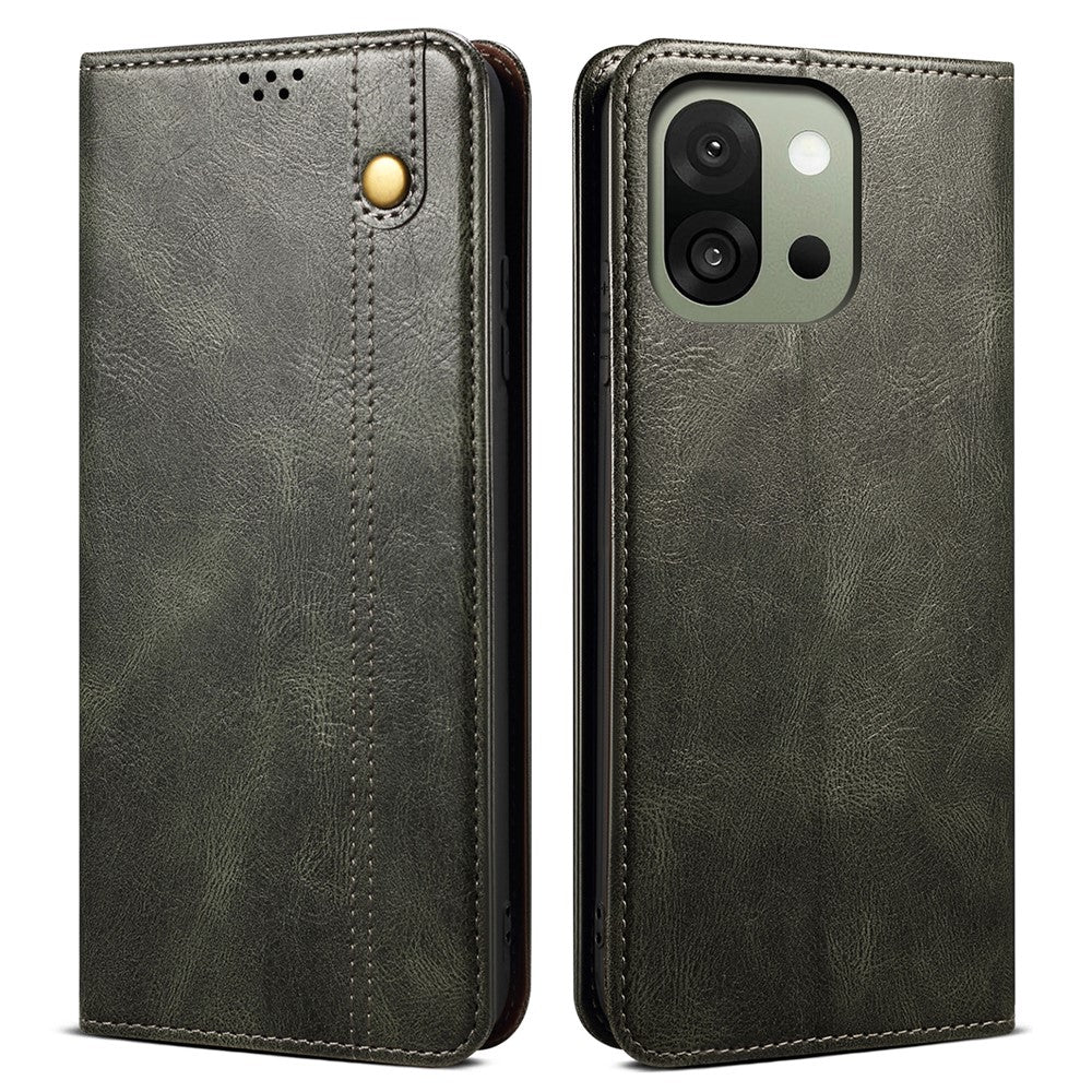 OnePlus 13s 5G-skal Crazy Horse Texture Waxy Leather Plånboksfodral med stativ
