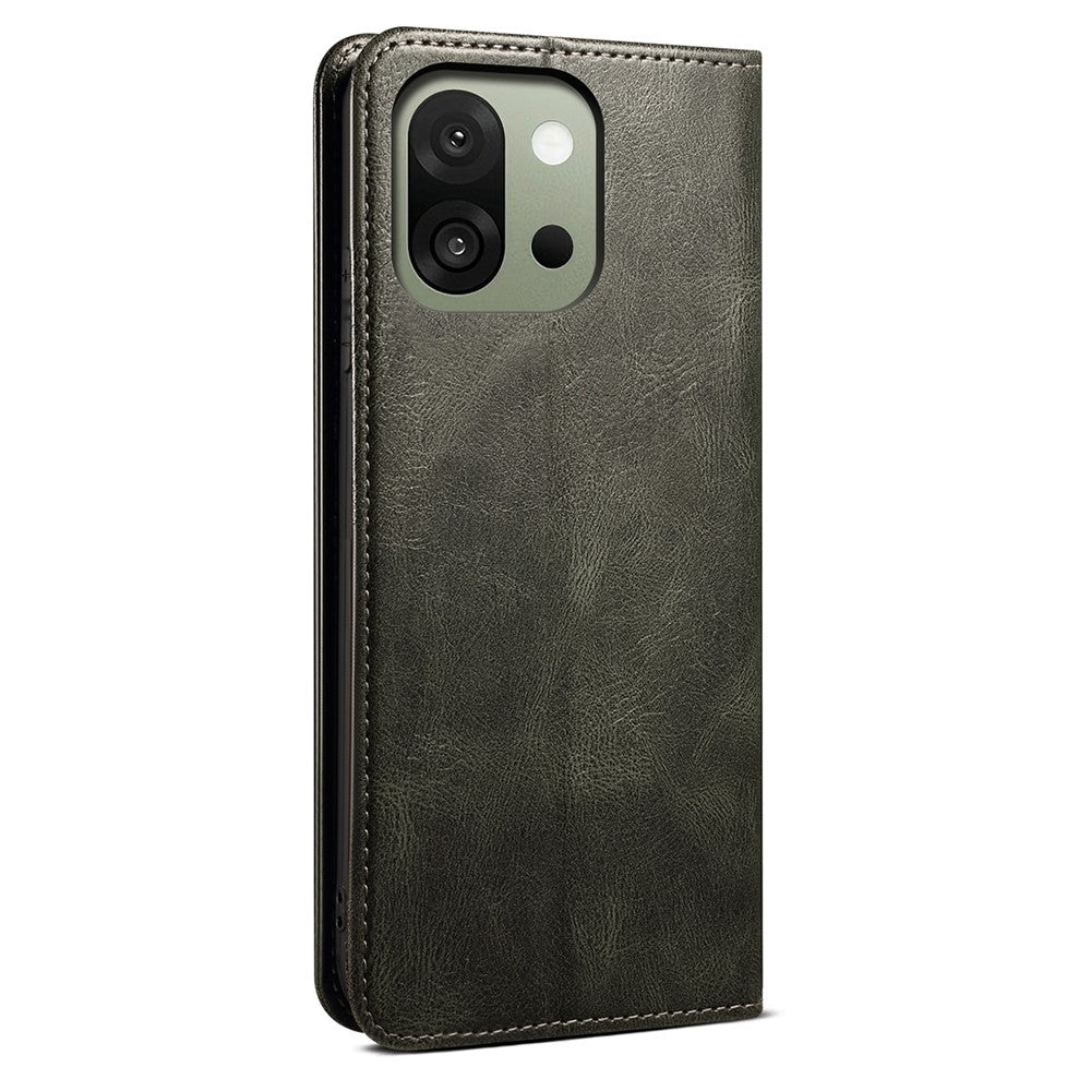 OnePlus 13s 5G-skal Crazy Horse Texture Waxy Leather Plånboksfodral med stativ