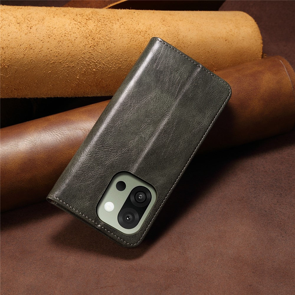 OnePlus 13s 5G-skal Crazy Horse Texture Waxy Leather Plånboksfodral med stativ