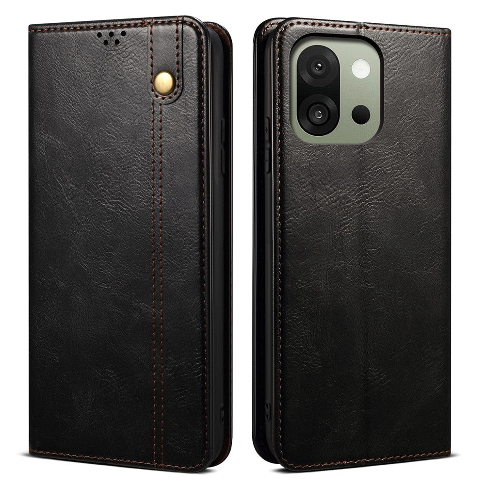 OnePlus 13s 5G-skal Crazy Horse Texture Waxy Leather Plånboksfodral med stativ