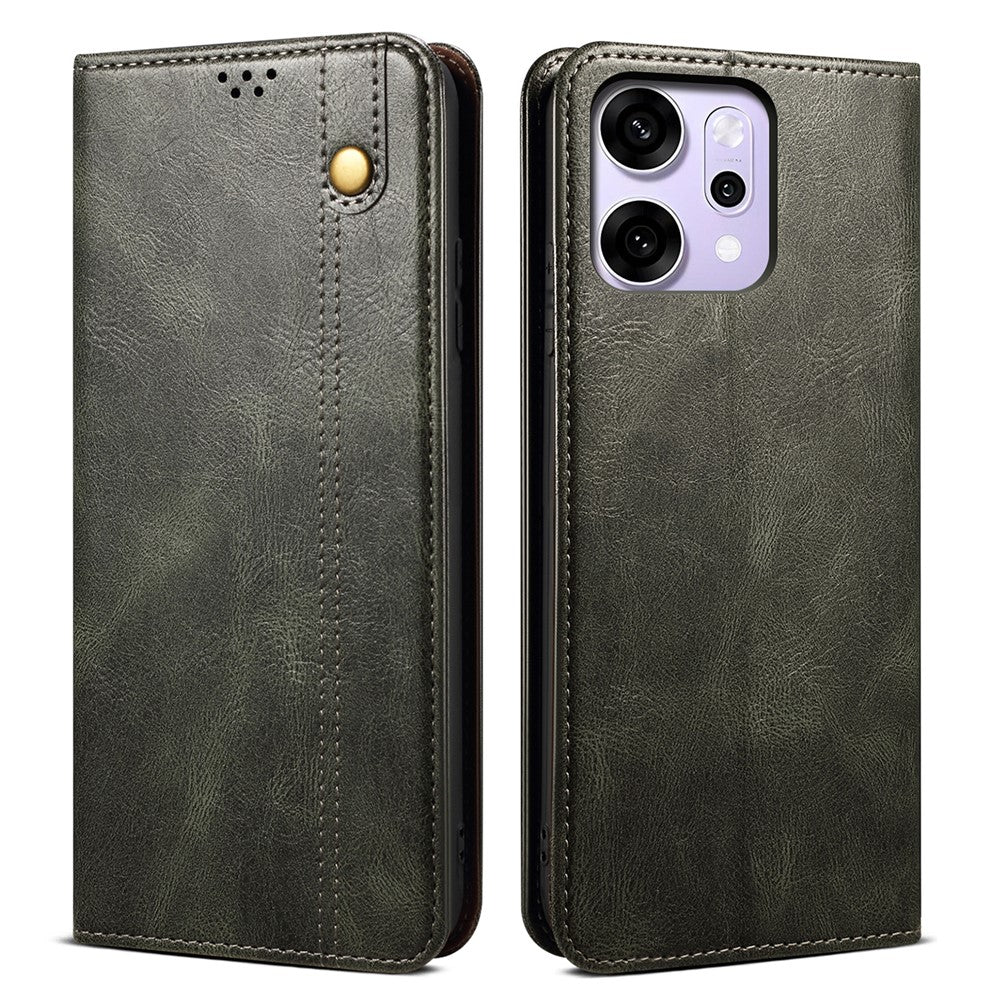 For Oppo Reno14 Pro 5G (Global) Case Crazy Horse Texture Waxy Leather Wallet Stand Phone Cover