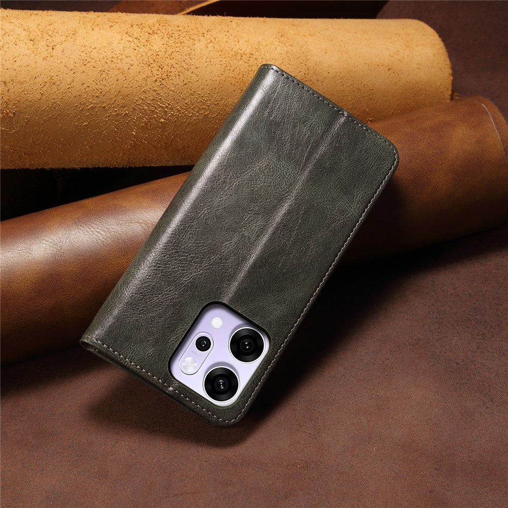 For Oppo Reno14 Pro 5G (Global) Case Crazy Horse Texture Waxy Leather Wallet Stand Phone Cover