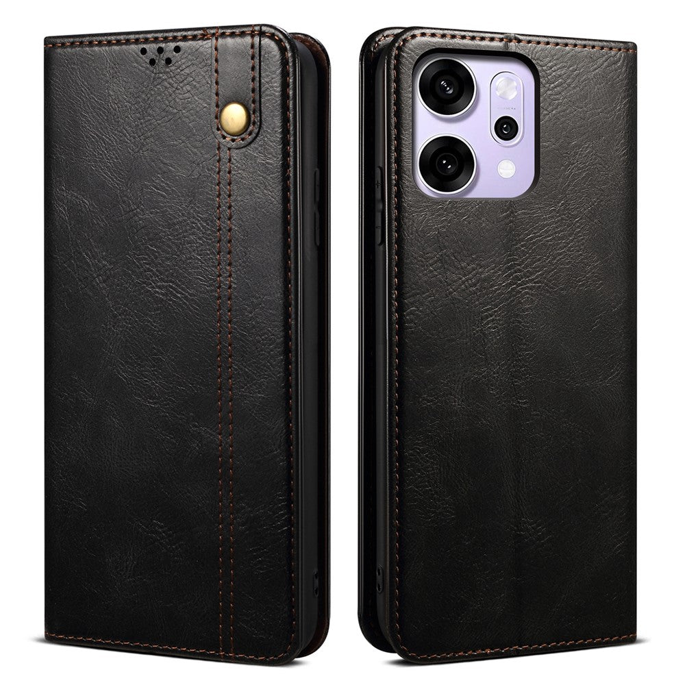 For Oppo Reno14 Pro 5G (Global) Case Crazy Horse Texture Waxy Leather Wallet Stand Phone Cover