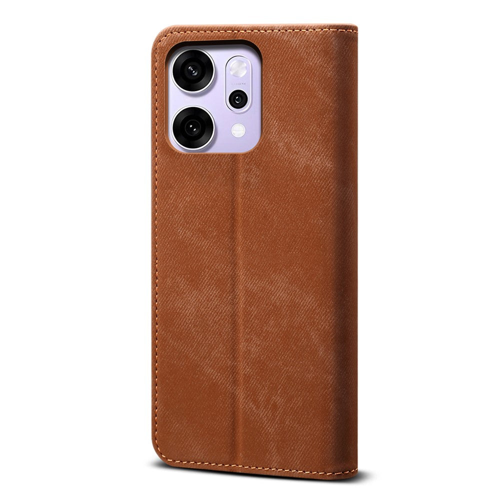 For Oppo Reno14 Pro 5G (Global) Case Jeans Cloth Texture Anti-Scratch Leather Stand Phone Cover