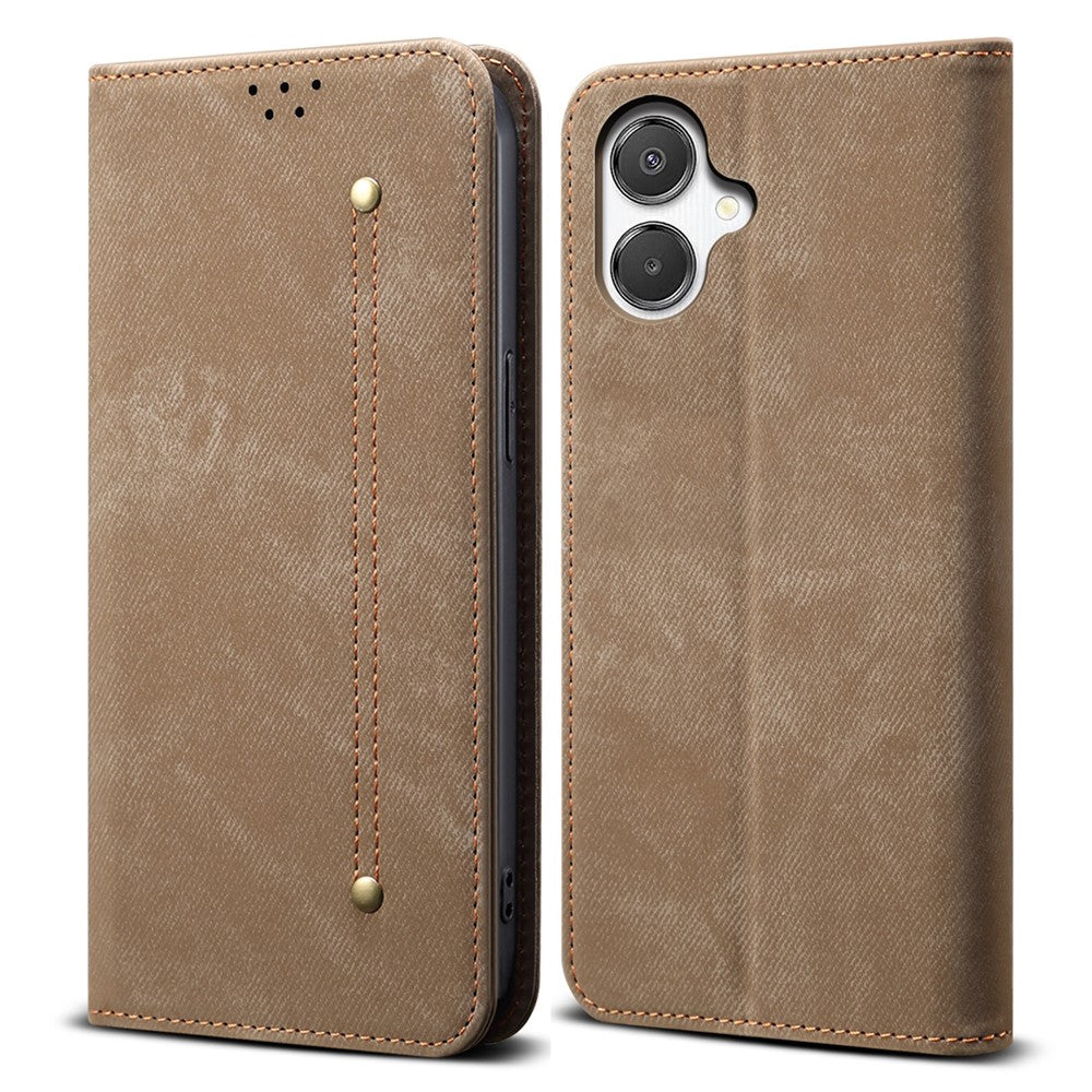 For Samsung Galaxy A08 5G / A08 4G / A07 4G Case Jeans Cloth Texture Anti-Scratch Leather Stand Phone Cover