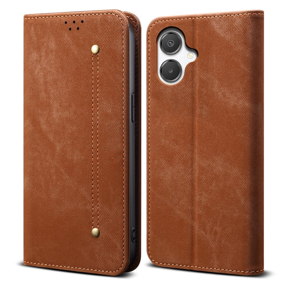 For Samsung Galaxy A08 5G / A08 4G / A07 4G Case Jeans Cloth Texture Anti-Scratch Leather Stand Phone Cover