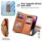 ESEBLE Galaxy Series For Samsung Galaxy A08 5G / A08 4G / A07 4G Case RFID Blocking Leather Zipper Phone Cover with Shoulder Strap + Wrist Strap