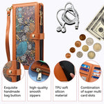 ESEBLE Galaxy Series For Samsung Galaxy A08 5G / A08 4G / A07 4G Case RFID Blocking Leather Zipper Phone Cover with Shoulder Strap + Wrist Strap