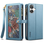 ESEBLE Galaxy Series For Samsung Galaxy A08 5G / A08 4G / A07 4G Case RFID Blocking Leather Zipper Phone Cover with Shoulder Strap + Wrist Strap