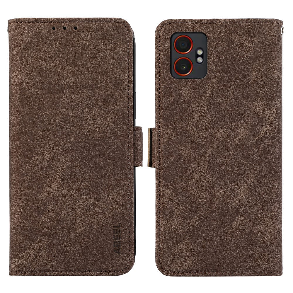 ABEEL For Samsung Galaxy XCover7 Pro Case PU Leather Folio Stand View RFID Blocking Phone Cover