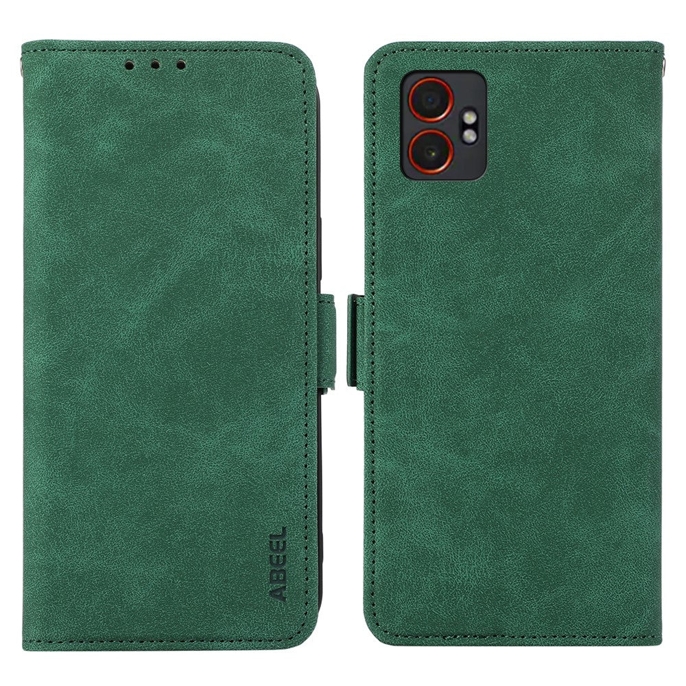 ABEEL For Samsung Galaxy XCover7 Pro Case PU Leather Folio Stand View RFID Blocking Phone Cover