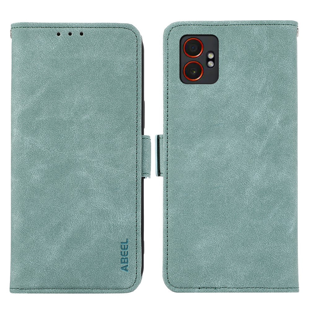 ABEEL For Samsung Galaxy XCover7 Pro Case PU Leather Folio Stand View RFID Blocking Phone Cover