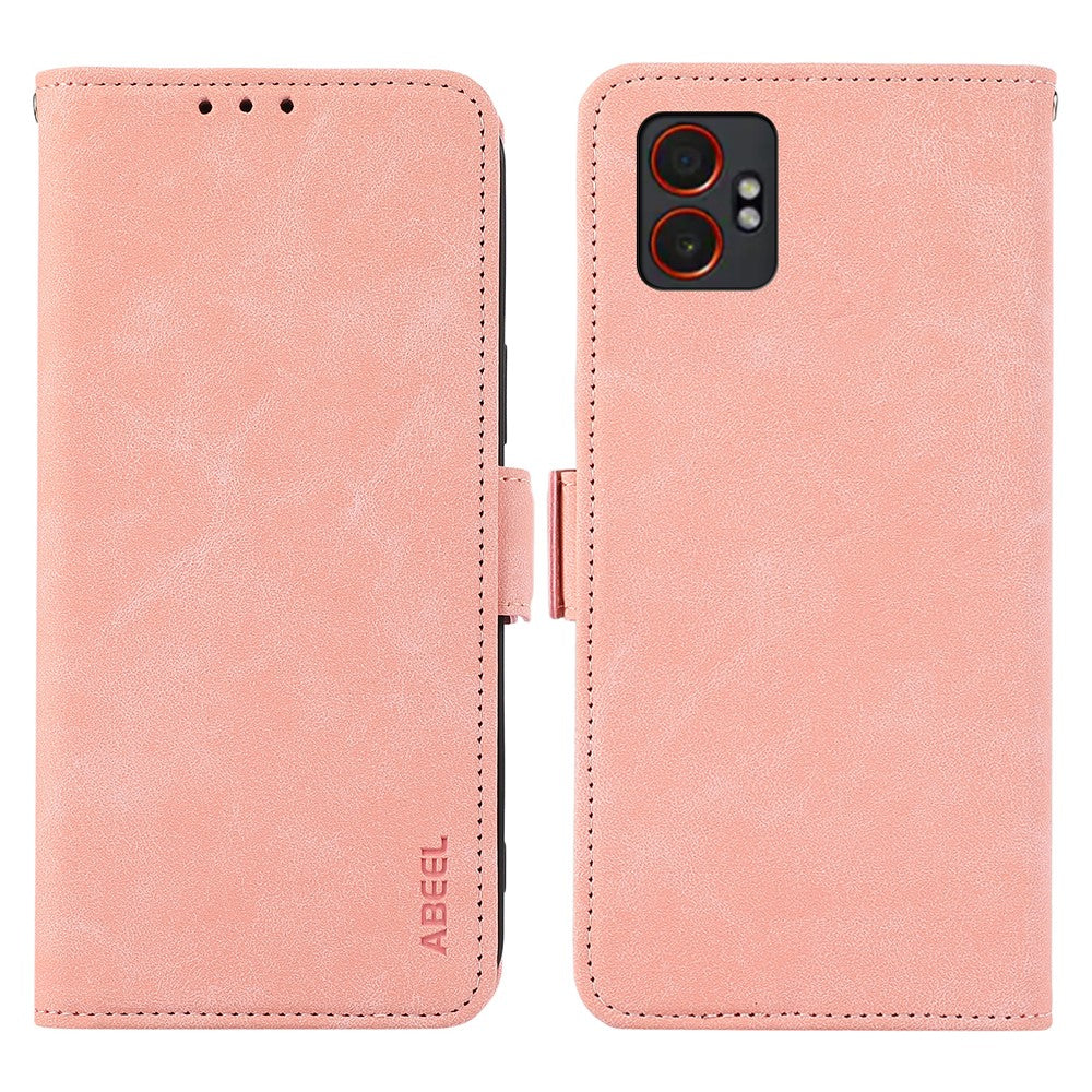 ABEEL For Samsung Galaxy XCover7 Pro Case PU Leather Folio Stand View RFID Blocking Phone Cover