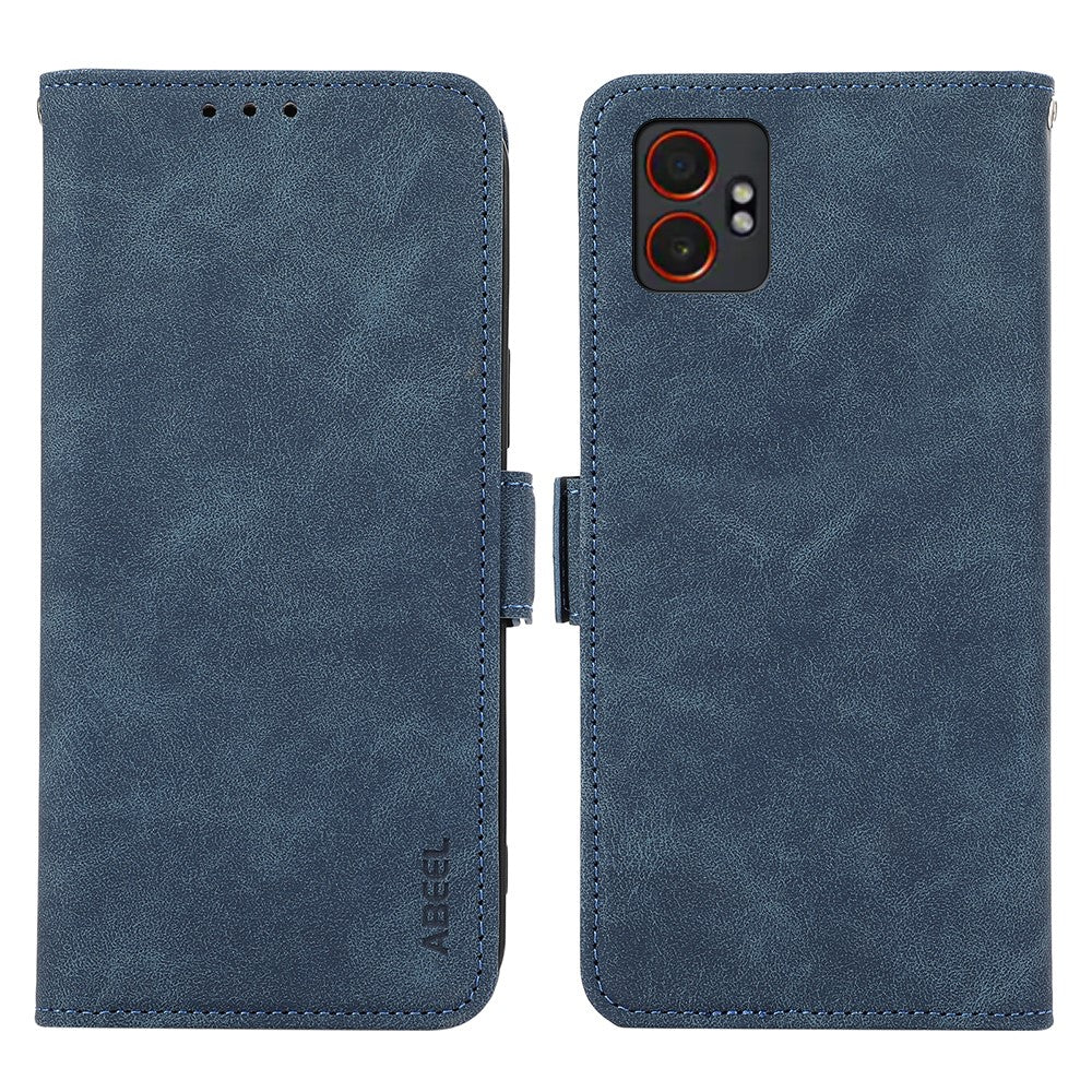 ABEEL For Samsung Galaxy XCover7 Pro Case PU Leather Folio Stand View RFID Blocking Phone Cover