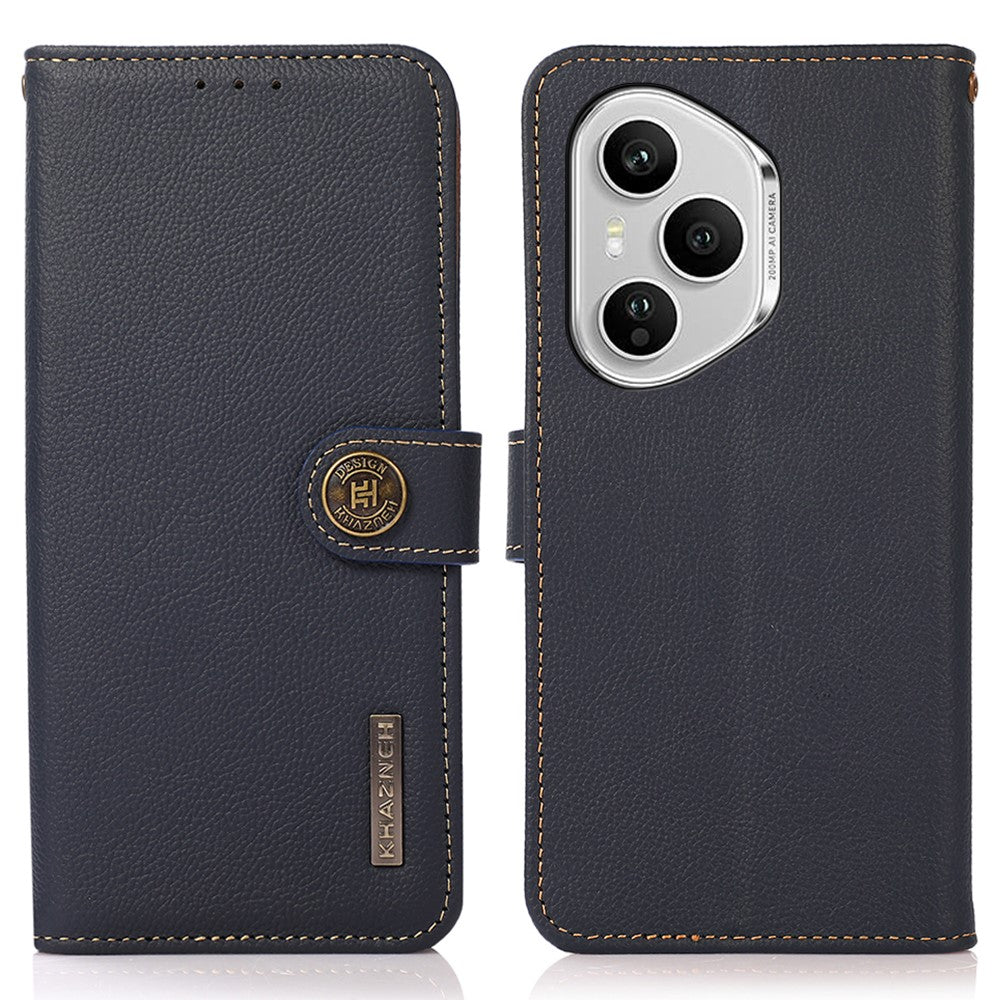 KHAZNEH for Honor 400 Pro 5G (Global) Case Genuine Cow Leather RFID Blocking Wallet Phone Cover