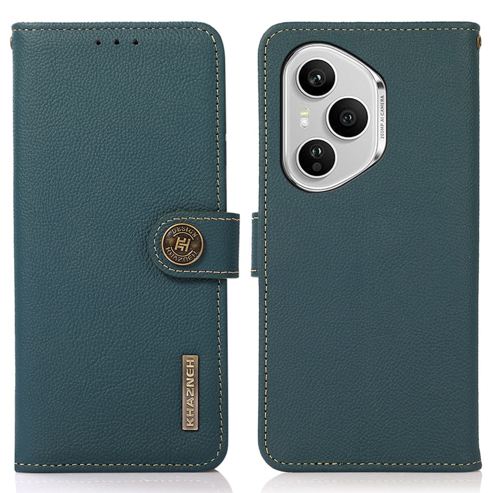 KHAZNEH for Honor 400 Pro 5G (Global) Case Genuine Cow Leather RFID Blocking Wallet Phone Cover