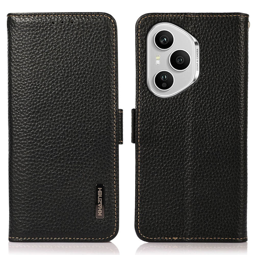 KHAZNEH for Honor 400 Pro 5G (Global) Phone Case Genuine Cow Leather Cover RFID Blocking