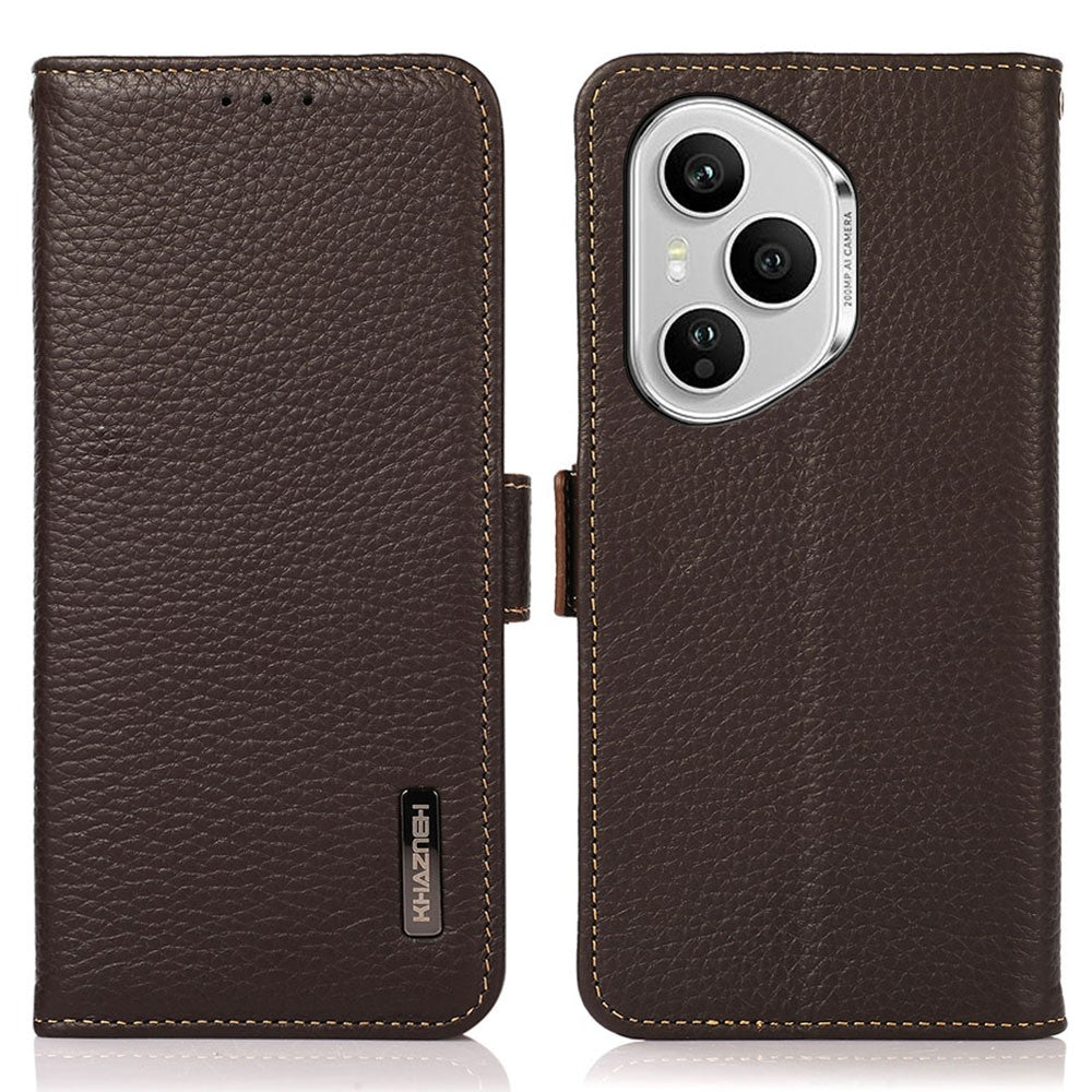 KHAZNEH for Honor 400 Pro 5G (Global) Phone Case Genuine Cow Leather Cover RFID Blocking