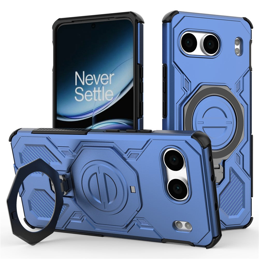 For OnePlus Nord 4 Magnetic Case Rotating Metal Kickstand Shockproof PC + TPU Phone Back Cover