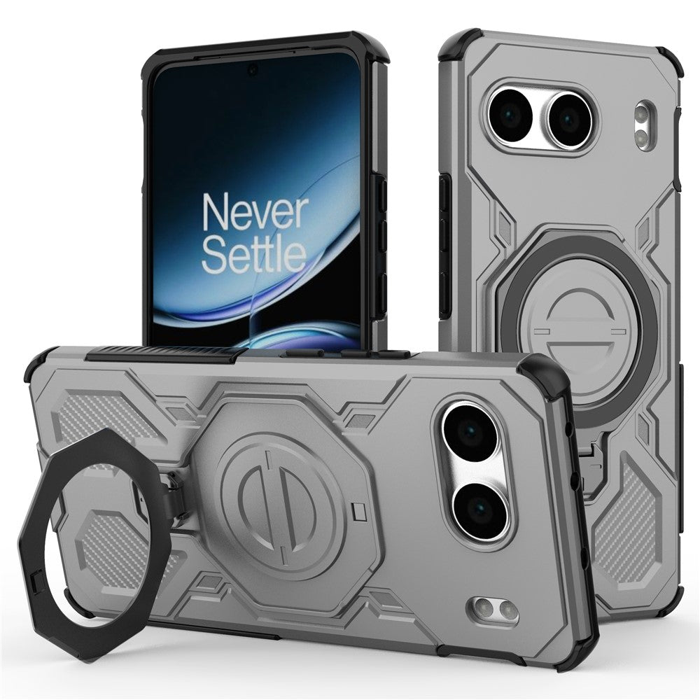 For OnePlus Nord 4 Magnetic Case Rotating Metal Kickstand Shockproof PC + TPU Phone Back Cover