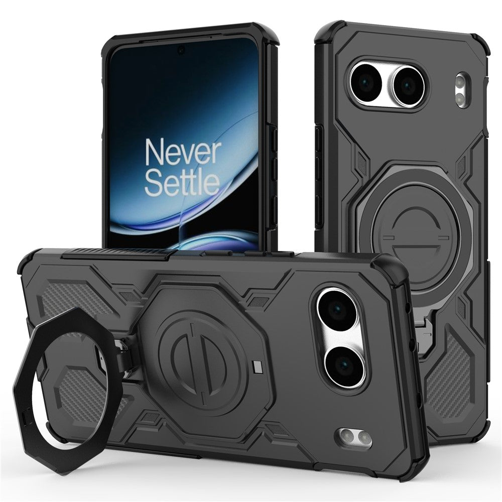 For OnePlus Nord 4 Magnetic Case Rotating Metal Kickstand Shockproof PC + TPU Phone Back Cover