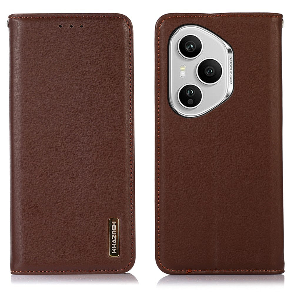 KHAZNEH For Honor 400 Pro 5G (Global) Case Wallet Genuine Cow Leather Phone Cover Nappa Texture