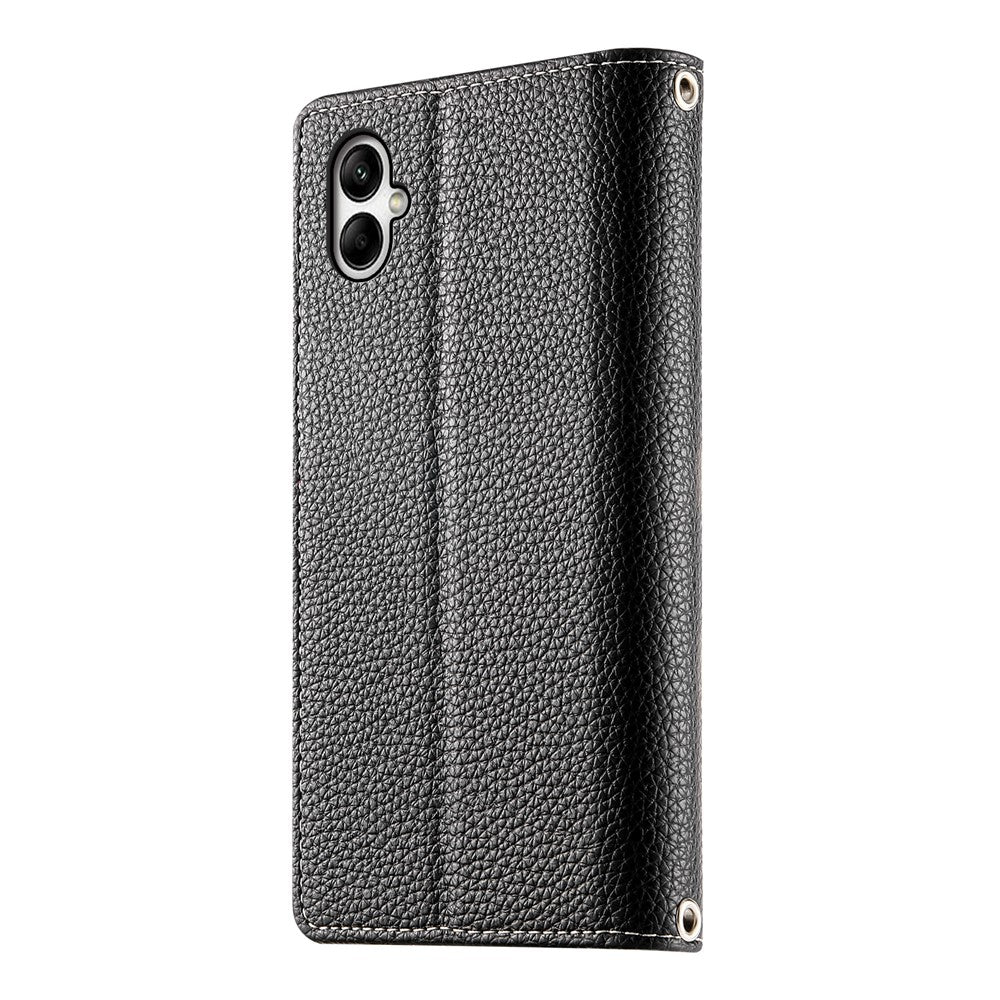 Samsung Galaxy A05 4G-skal med dragkedja, plånbok, färgskarvning, läder, flip-fodral med remmar