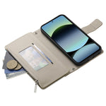 For Xiaomi Redmi Note 14 4G (164.84mm) Case Zipper Wallet Color Splicing Leather Flip Phone Cover with Straps