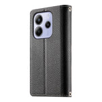 For Xiaomi Redmi Note 14 5G Case Zipper Wallet Color Splicing Leather Flip Phone Cover with Straps