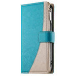 For Xiaomi 15 Case Zipper Wallet Color Splicing Leather Flip Phone Cover with Straps