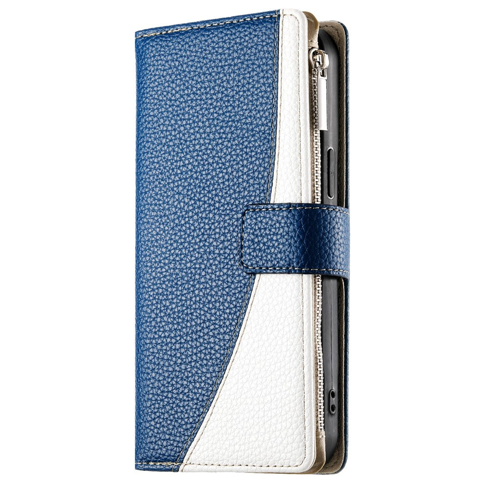 For Xiaomi 15 Pro Case Zipper Wallet Color Splicing Leather Flip Phone Cover with Straps