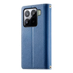 For Xiaomi 15 Pro Case Zipper Wallet Color Splicing Leather Flip Phone Cover with Straps